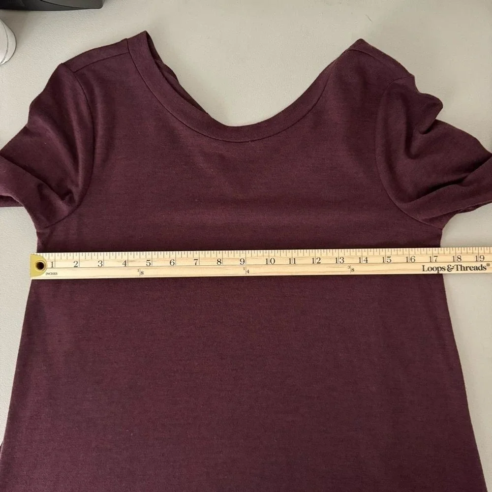 LOFT Tunic Shirtdress Womens S Maroon‎ Burgundy Jersey Knit Tie Neck Office